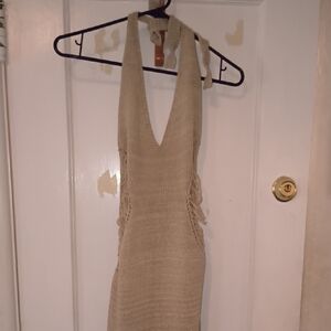 NWT PrettyLittleThing | Beige Backless Knit Dress